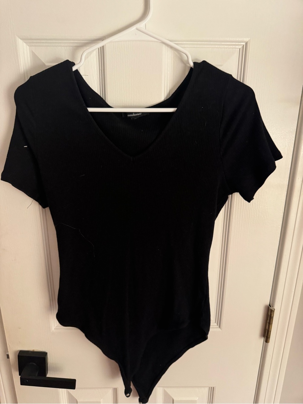 Ambiance Black V-Neck Short Sleeve Bodysuit